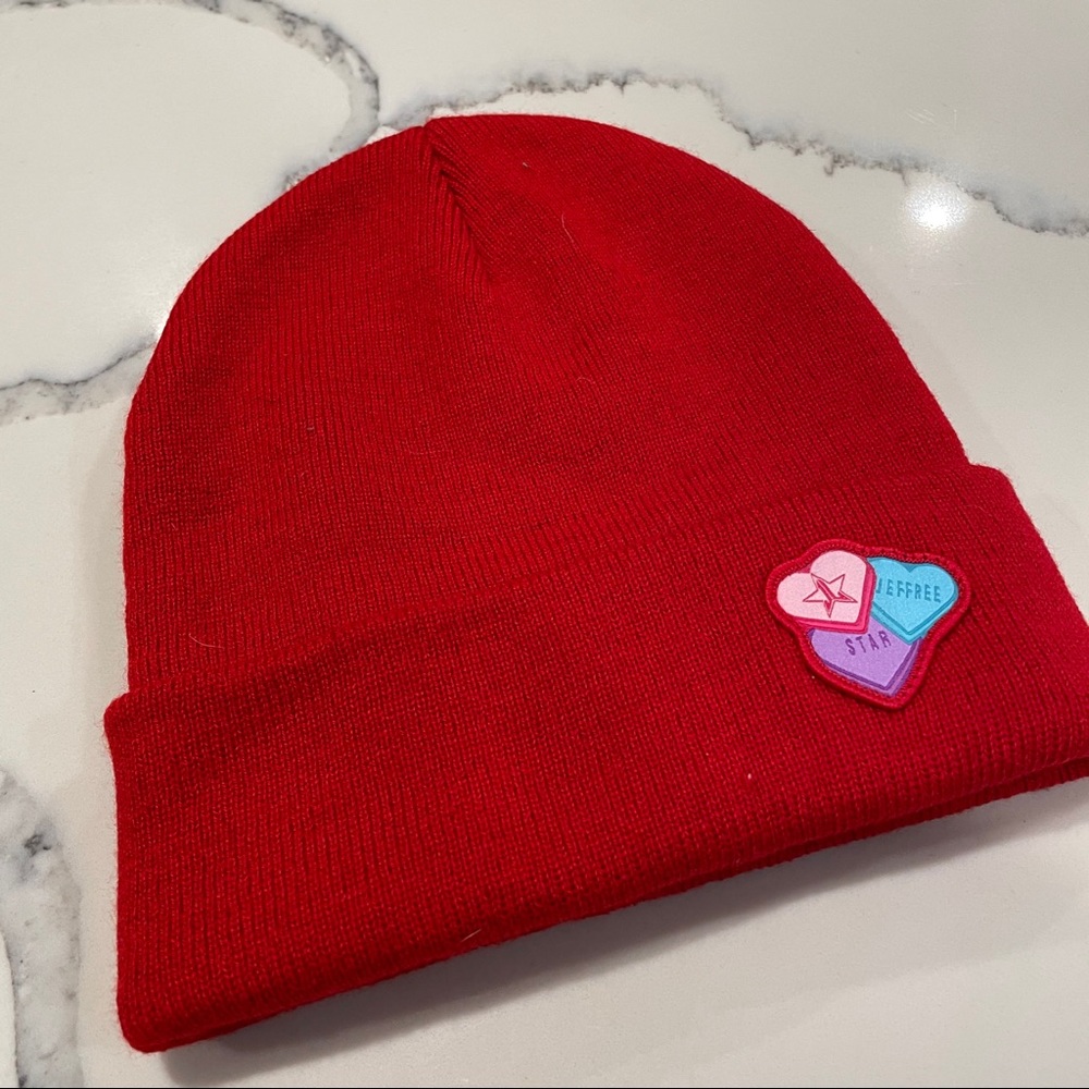 Red Jeffree Star Hearts Beanie Limited Edition